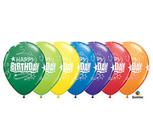 Birthday Loops and Stars 11 inch Latex Balloon