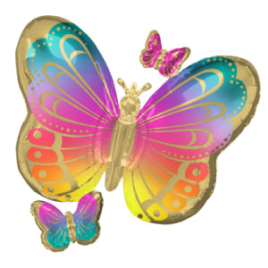 Rainbow Sparkle Butterfly Super Shape Mylar Balloon