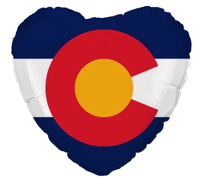 Mylar Heart Shaped Balloon with Colorado Flag