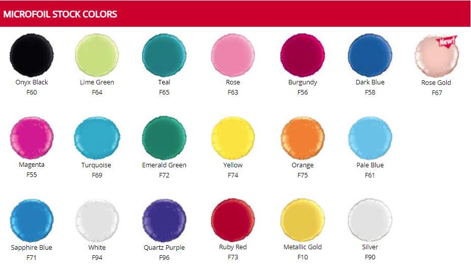 Balloon Color Chart - Microfoil Colors