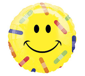 smiley with bandaids mylar balloon 18inch yellow