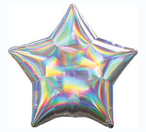 Irridescent star shaped 19 inch mylar balloon