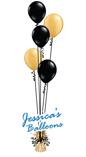 Balloon center piece with five 11inch latex balloons, in your choice of colors with balloon weight