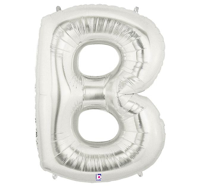 Silver Letter B Shaped Mylar Balloon