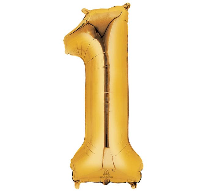 Gold Number 1 Shaped Mylar Balloon