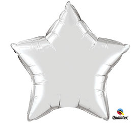 Silver star shaped 19 inch mylar balloon