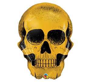 Gold Skull Super Shape Mylar Balloon