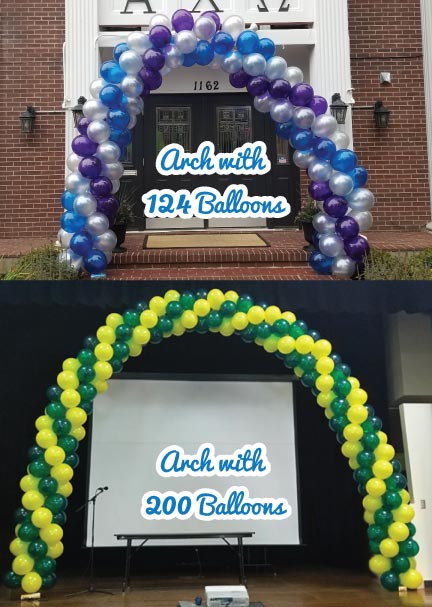 Spiral Balloon Arches with 124 and 200 Latex Balloons